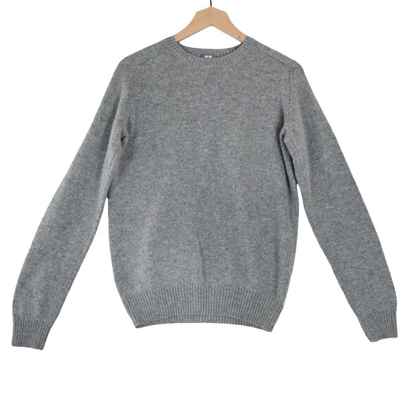 Uniqlo Gray Wool Blend Crewneck Sweater Size M Academia Minimalist Preppy - Picture 2 of 8